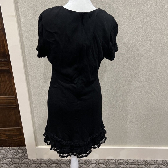 Lulu’s Dress Women Large Little Black Dress Ruffle Fringe Short Sleeve Date Nigh - Picture 6 of 9